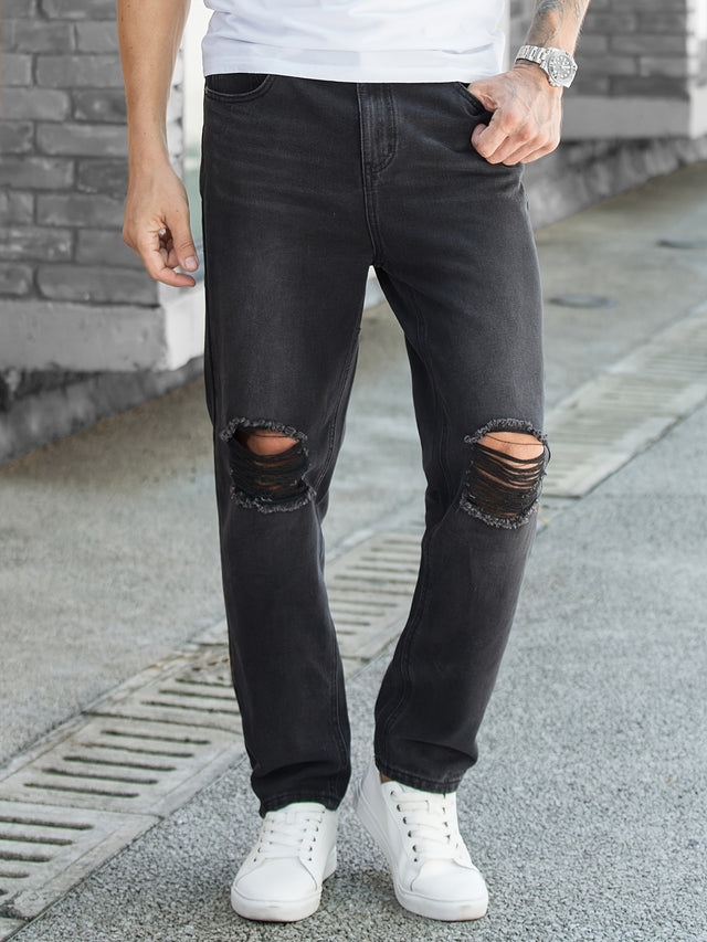 Ripped Straight Jeans