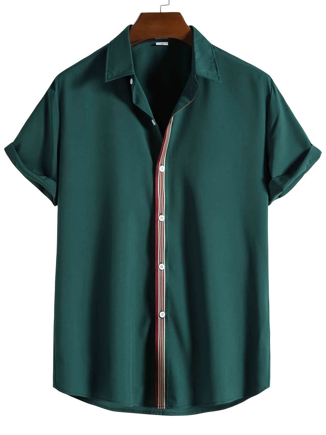Colorblock Striped Button Down Shirt