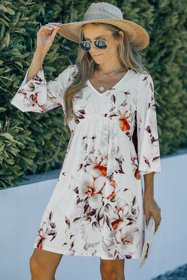 Floral V-Neck Mini Dress