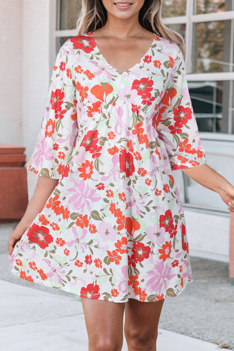 Floral V-Neck Mini Dress