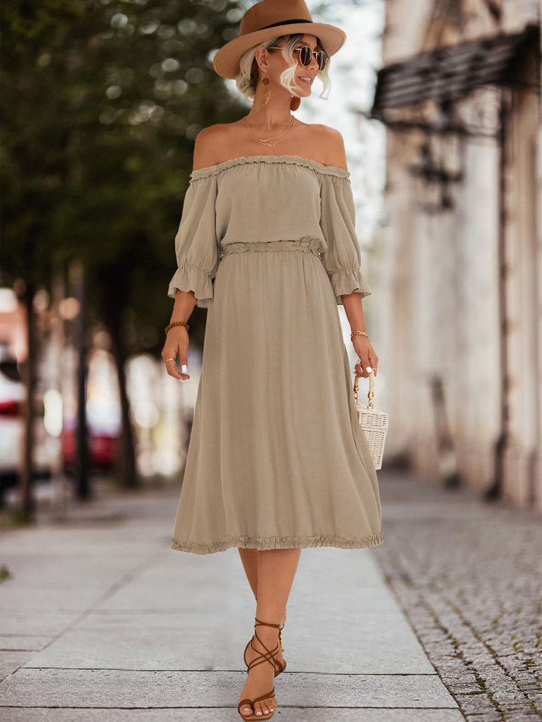 Frilled Off-Shoulder Dress