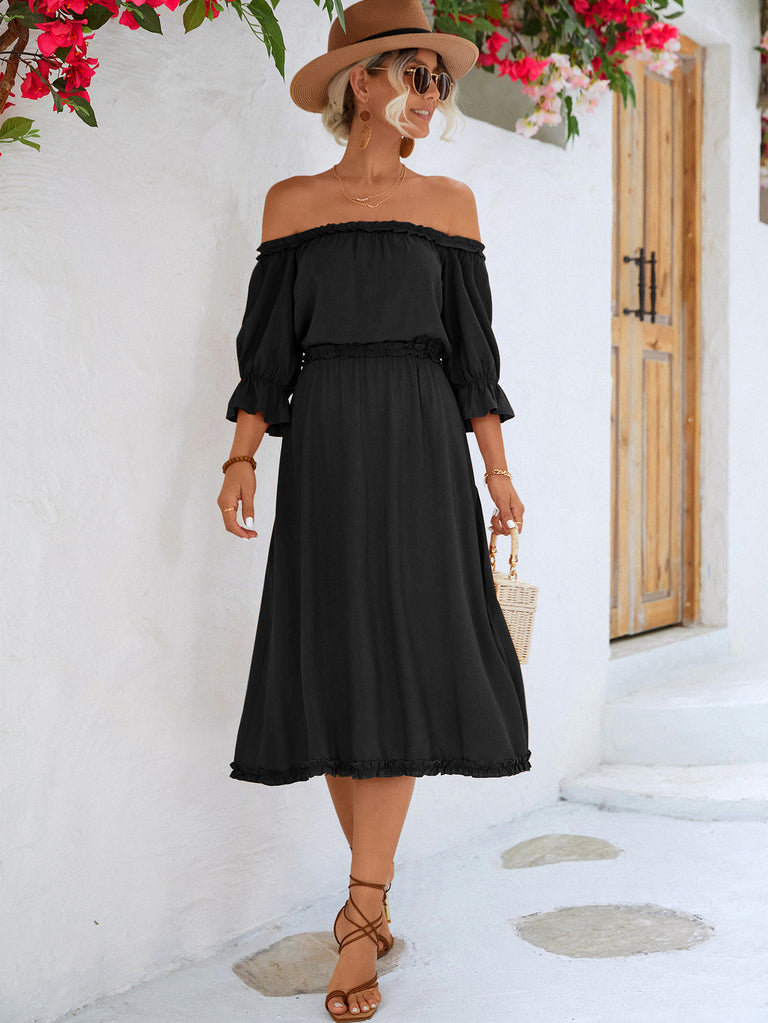 Frilled Off-Shoulder Dress