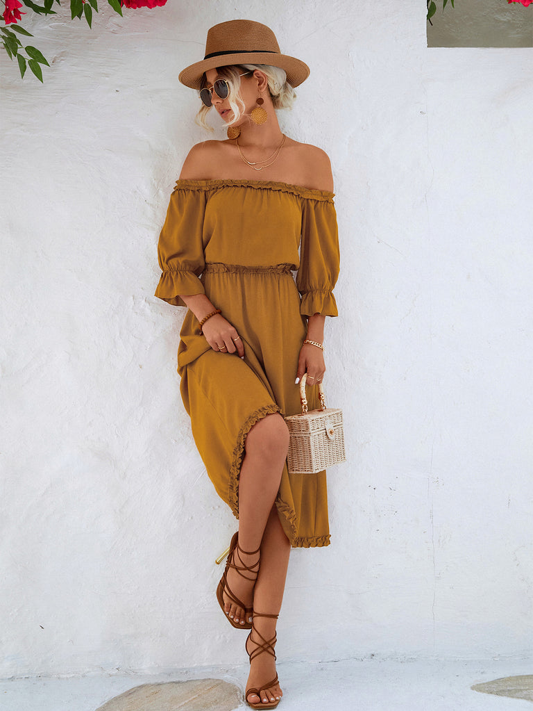 Frilled Off-Shoulder Dress