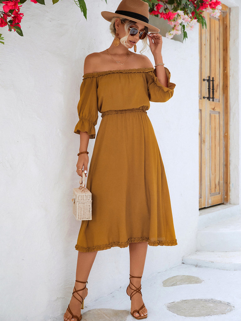 Frilled Off-Shoulder Dress