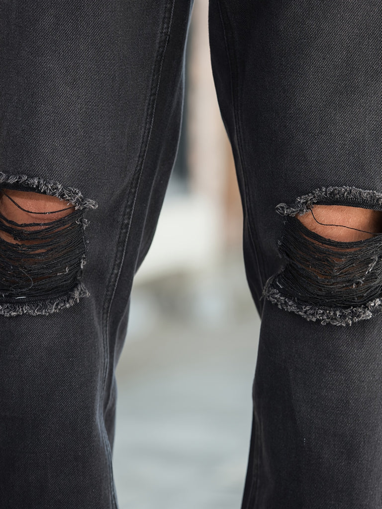 Ripped Straight Jeans