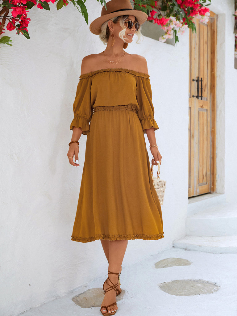 Frilled Off-Shoulder Dress