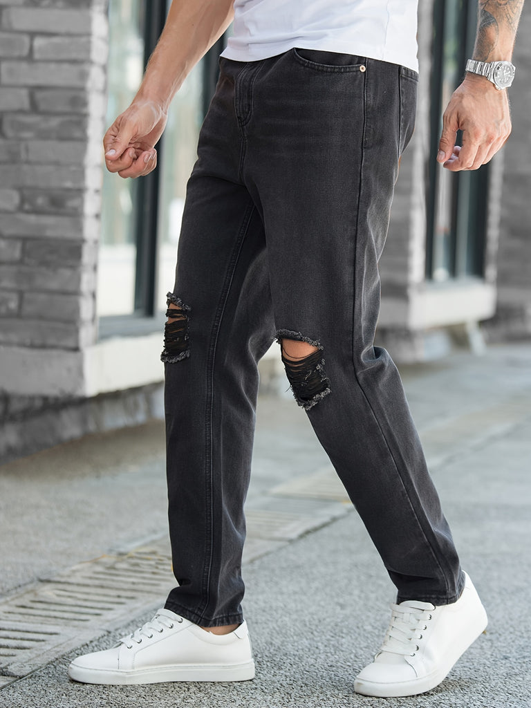 Ripped Straight Jeans