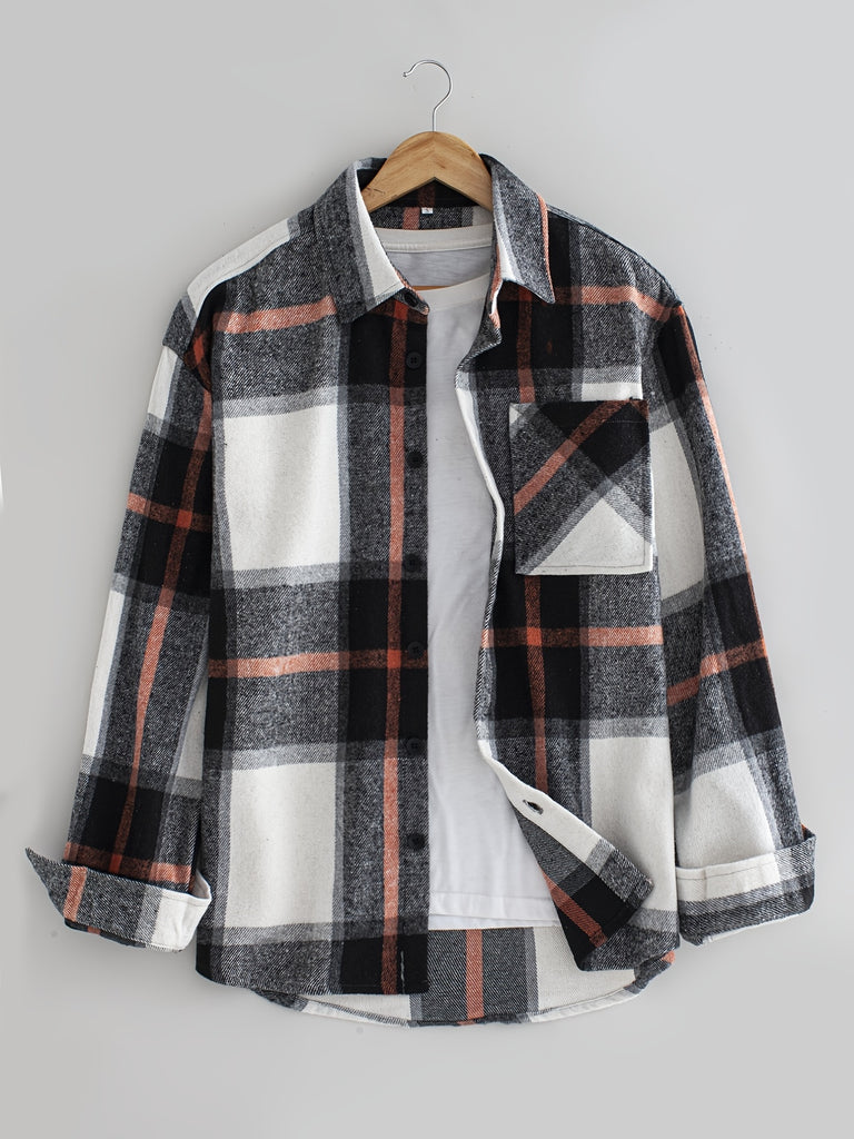 Plaid Long Sleeve Button Down Shirt