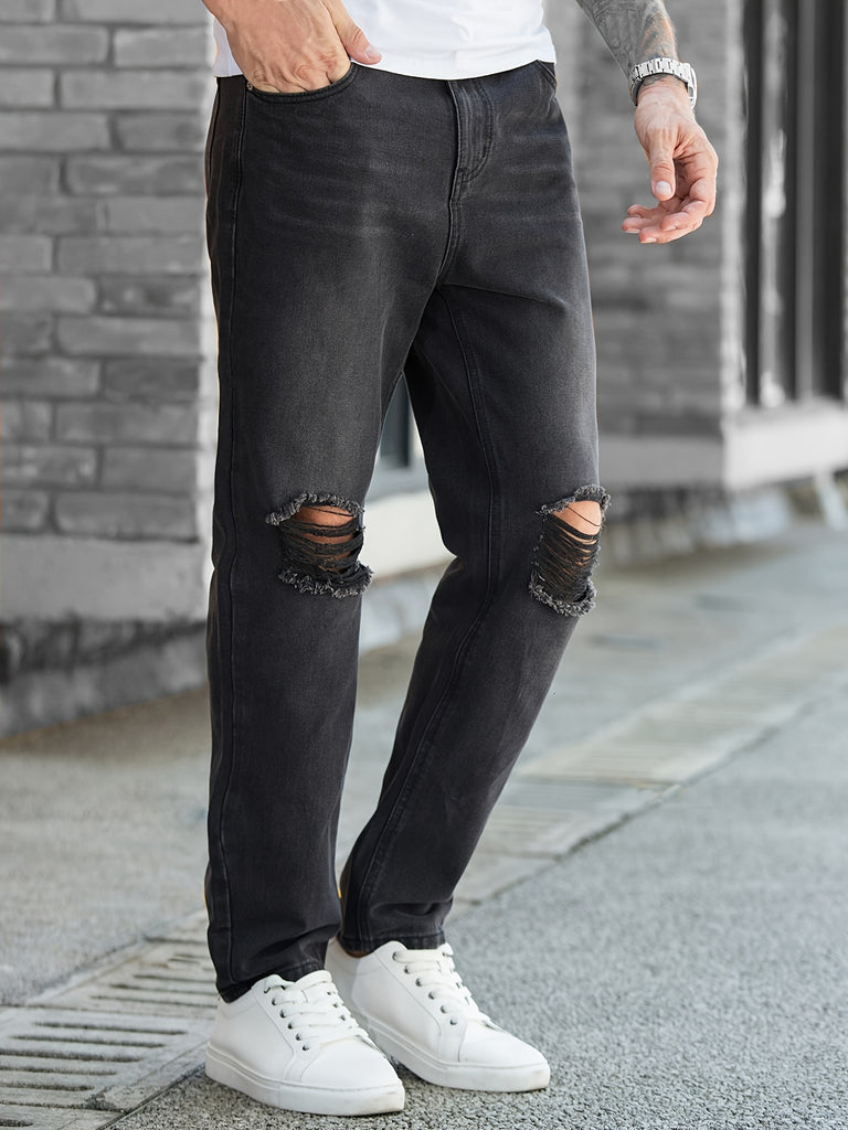 Ripped Straight Jeans