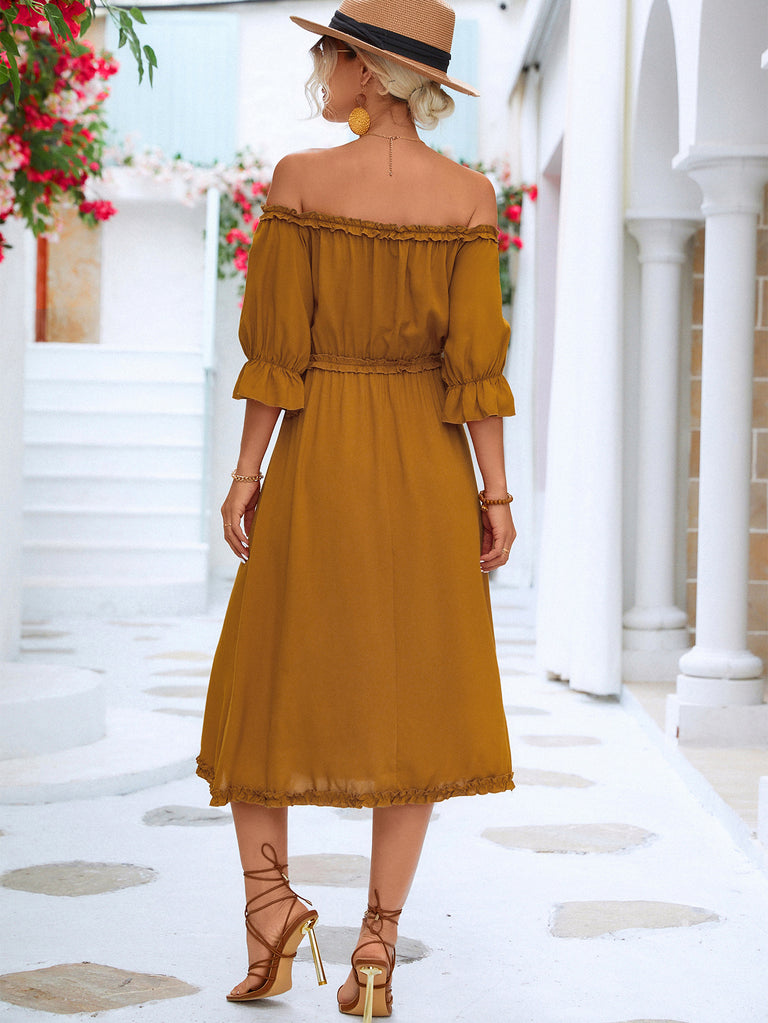 Frilled Off-Shoulder Dress