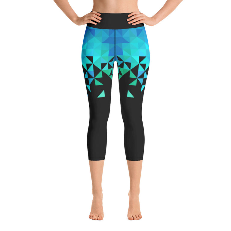 Geometrico Blu Yoga Capri Leggings