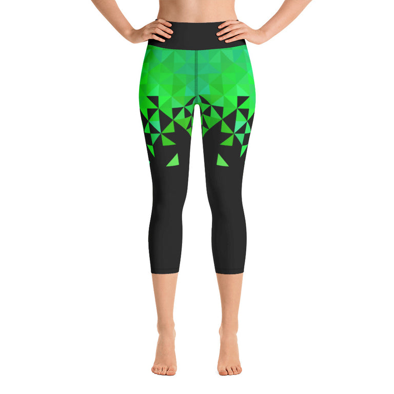 Geometrico Turchese Yoga Capri Leggings