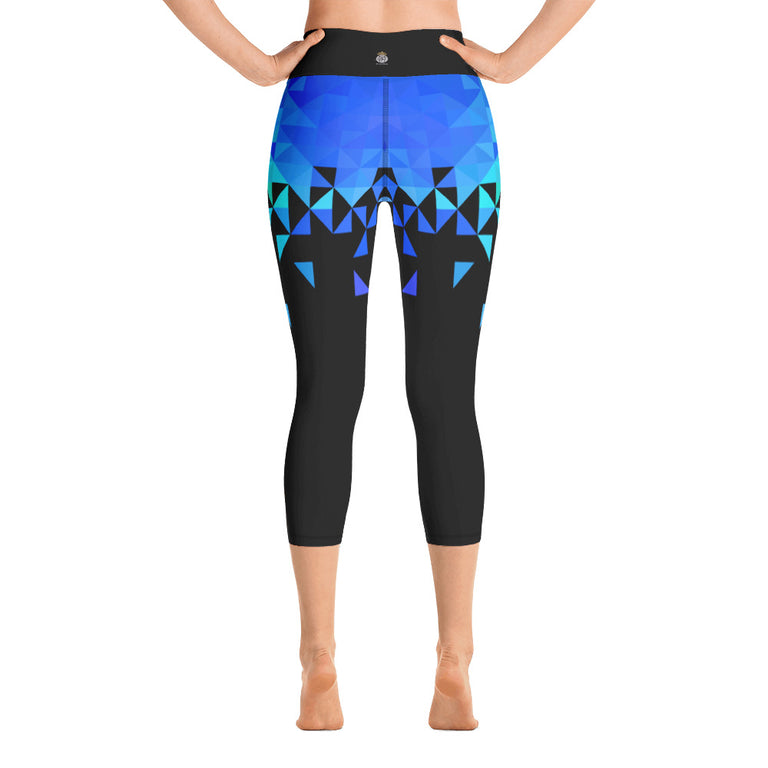 Geometrico Blu Yoga Capri Leggings