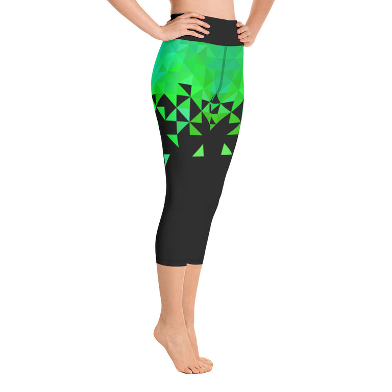 Geometrico Turchese Yoga Capri Leggings