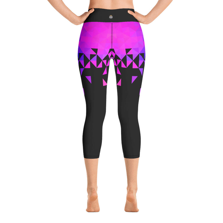 Geometrico Porpora Yoga Capri Leggings