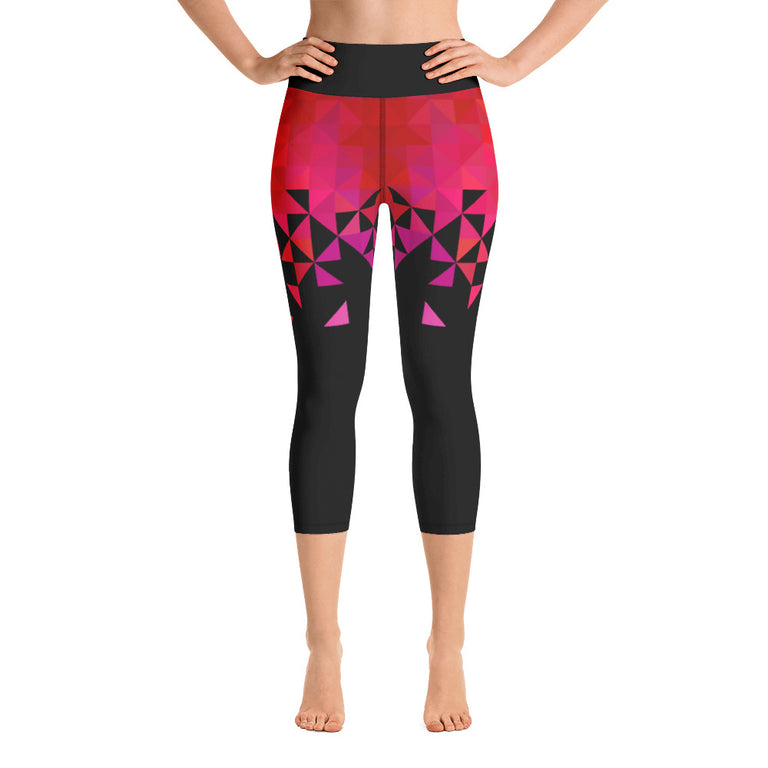 Geometrico Arancione Yoga Capri Leggings