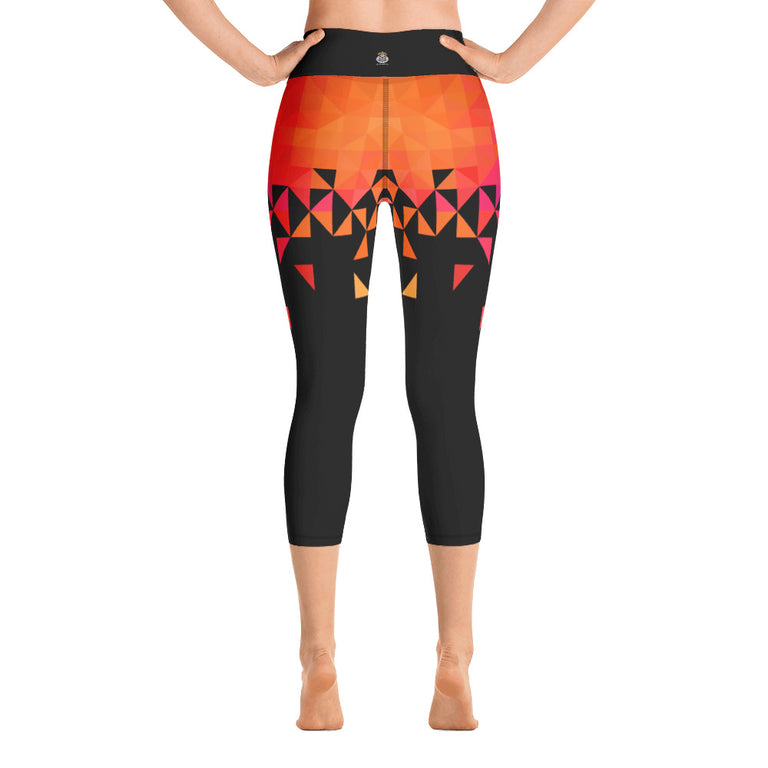 Geometrico Arancione Yoga Capri Leggings
