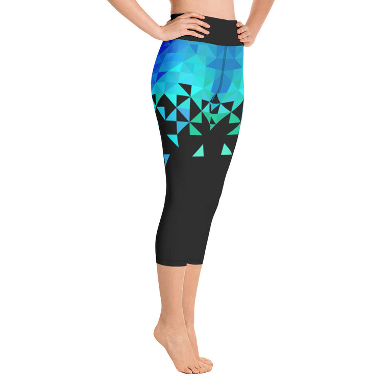 Geometrico Blu Yoga Capri Leggings