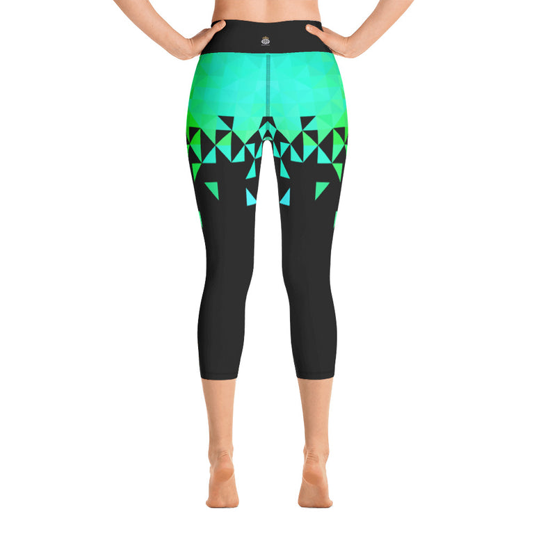 Geometrico Turchese Yoga Capri Leggings