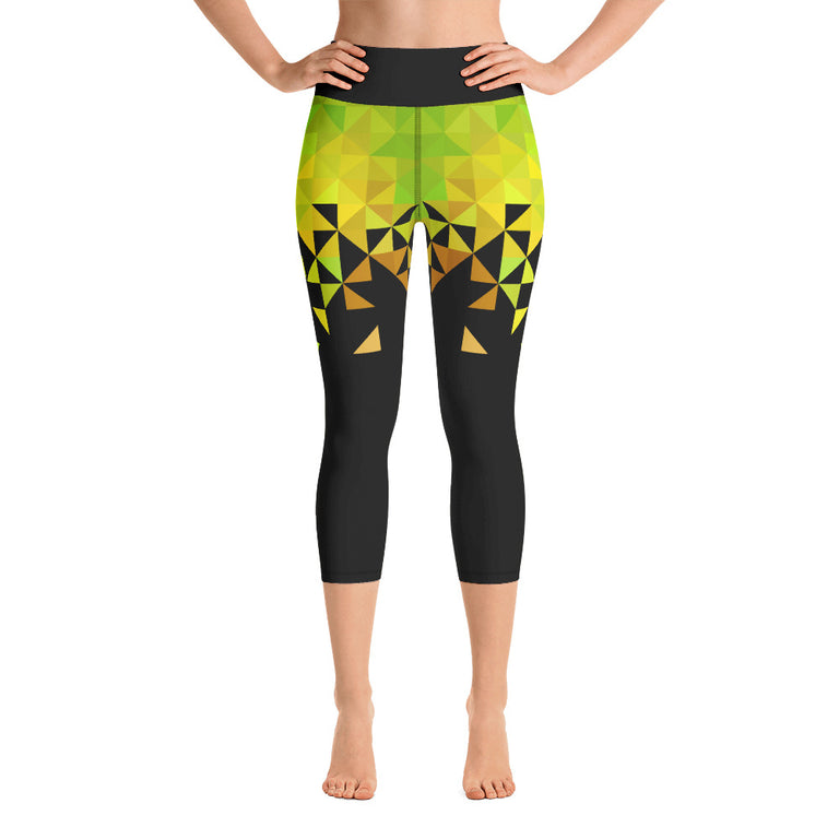 Geometrico Verde Yoga Capri Leggings
